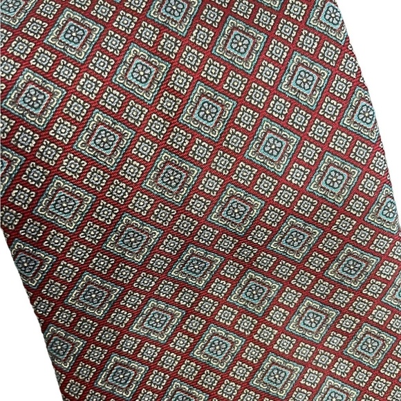 CHRISTIAN Dior Vintage Men’s Designer Geometric Squares Silk Tie Medallion 3.5 - Picture 5 of 7